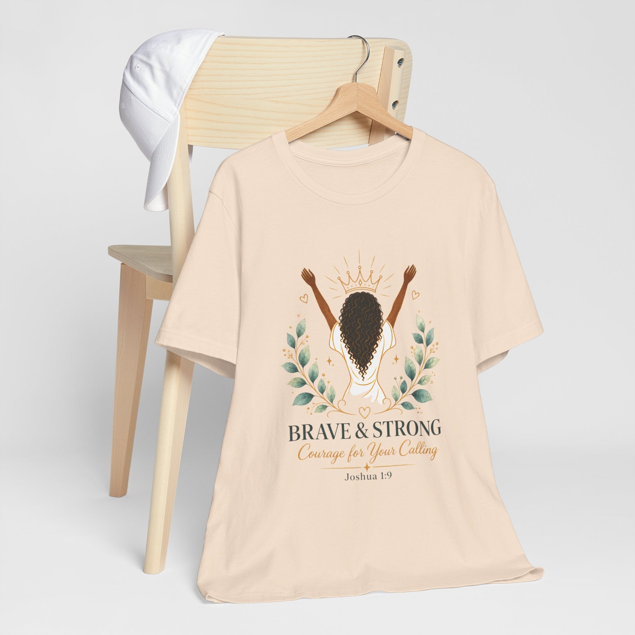 Brave & Strong Women’s Tee — ‘Courage for Your Calling’ Inspirational Christian Shirt (Joshua 1:9)