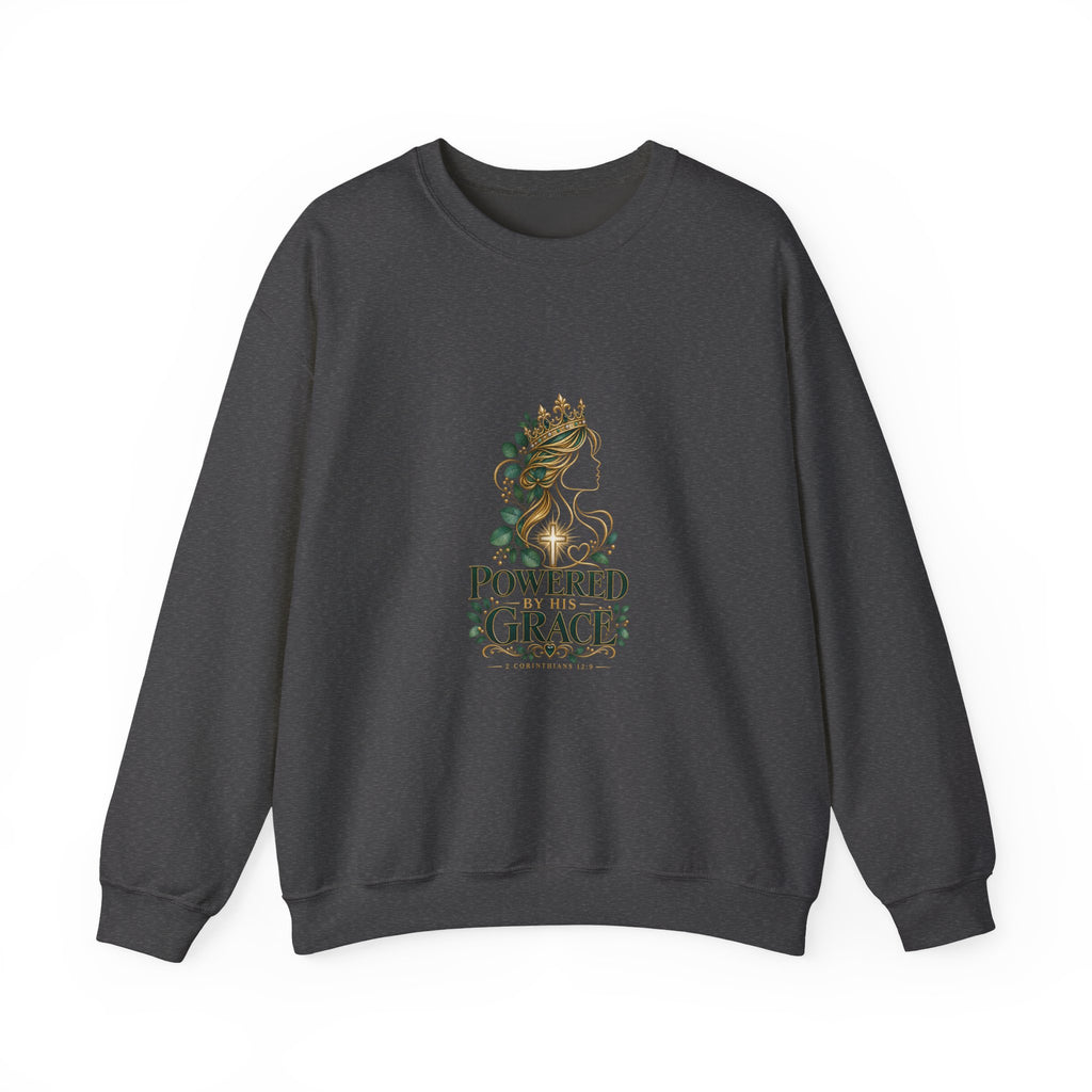 Powered by His Grace Sweatshirt – 2 Corinthians 12:9