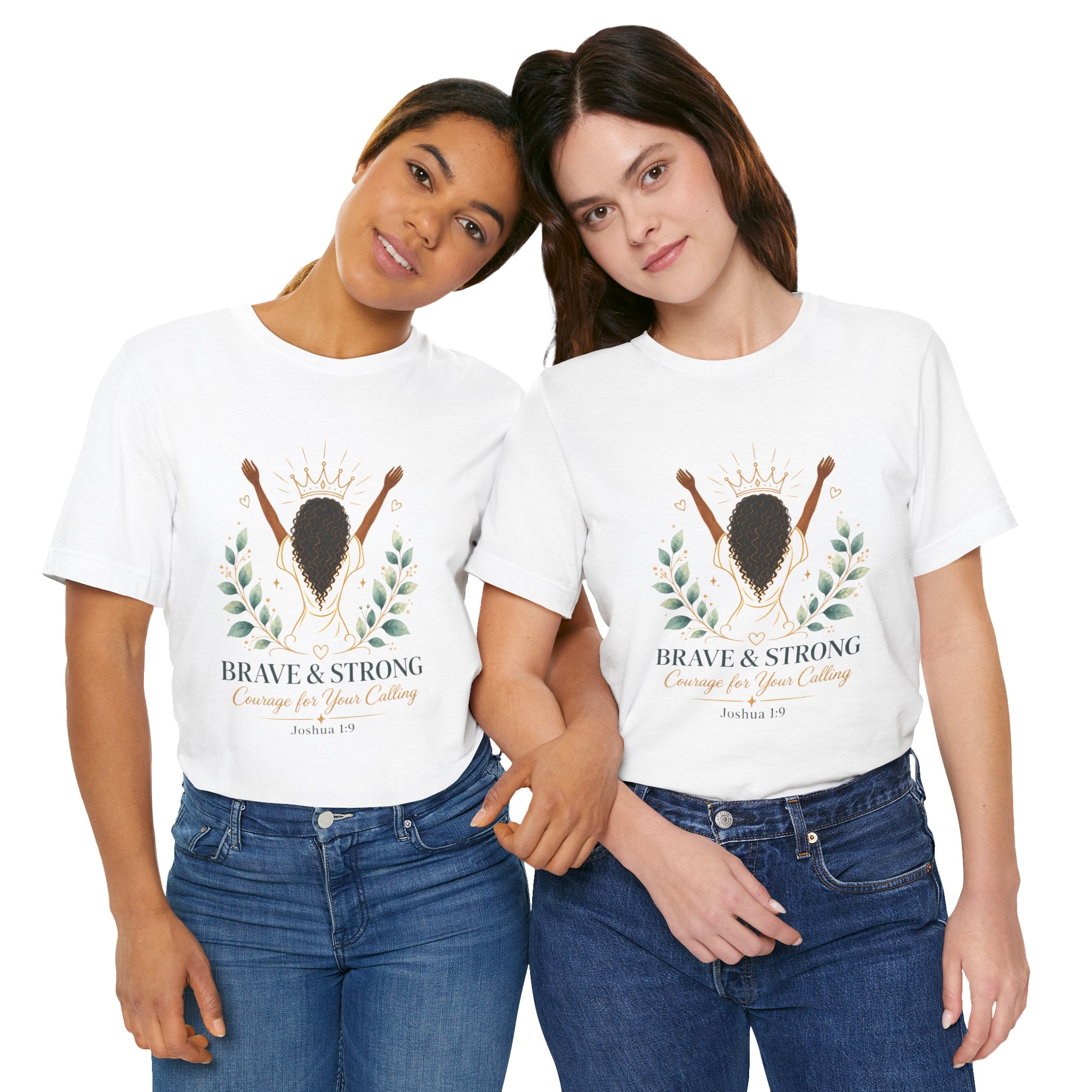 Brave & Strong Women’s Tee — ‘Courage for Your Calling’ Inspirational Christian Shirt (Joshua 1:9)