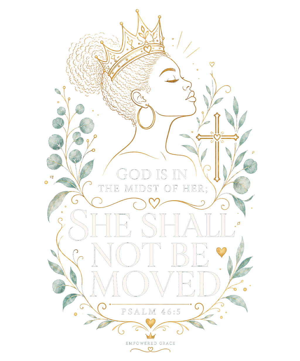 She Shall Not Be Moved sweatshirt design for black and dark garments