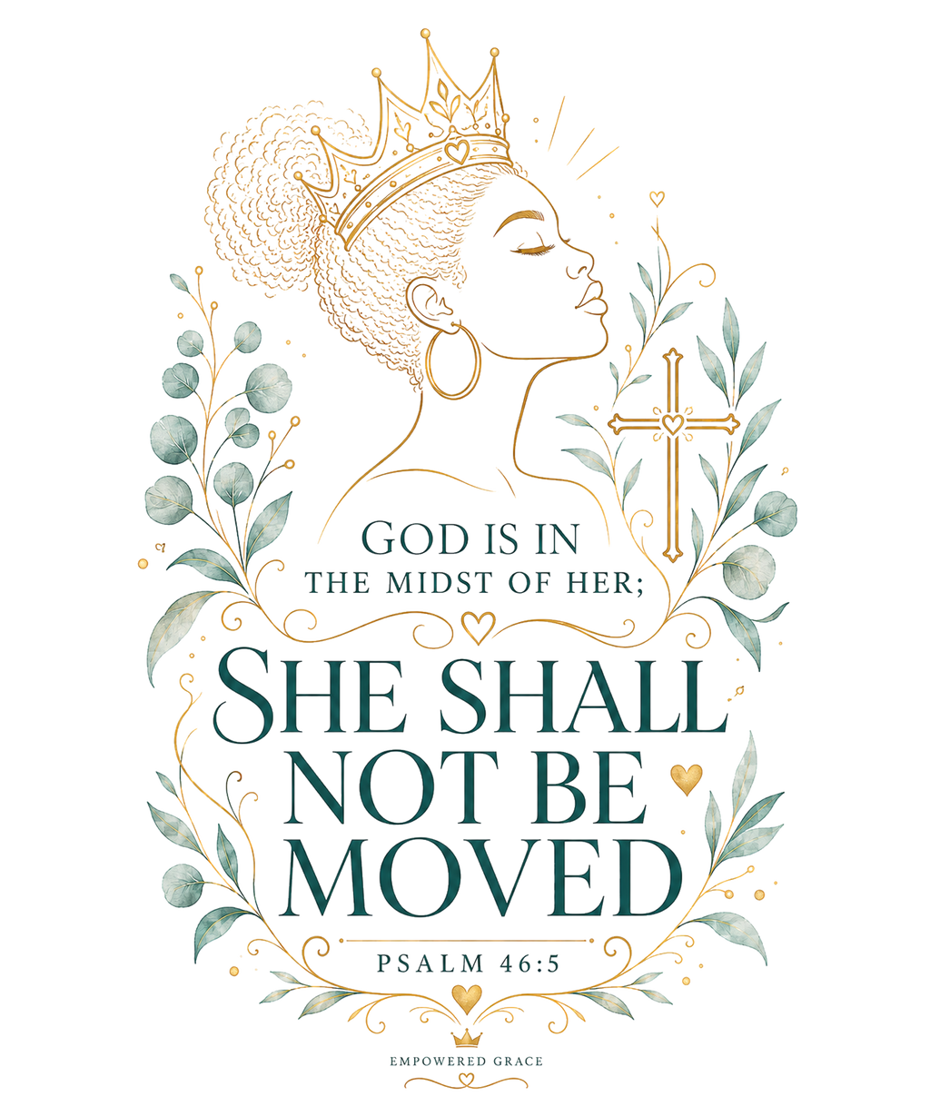 She Shall Not Be Moved sweatshirt design for cream and light garments